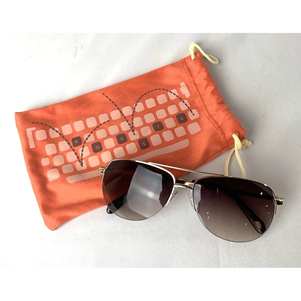Fossil Aviator Sunglasses Womens Brown Gradient Lens Partial Rim FW5-60-14-140 - Picture 11 of 11